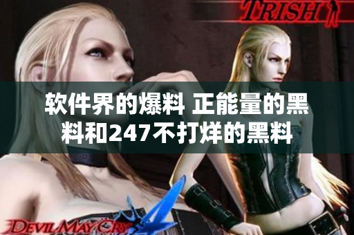 软件界的爆料 正能量的黑料和247不打烊的黑料